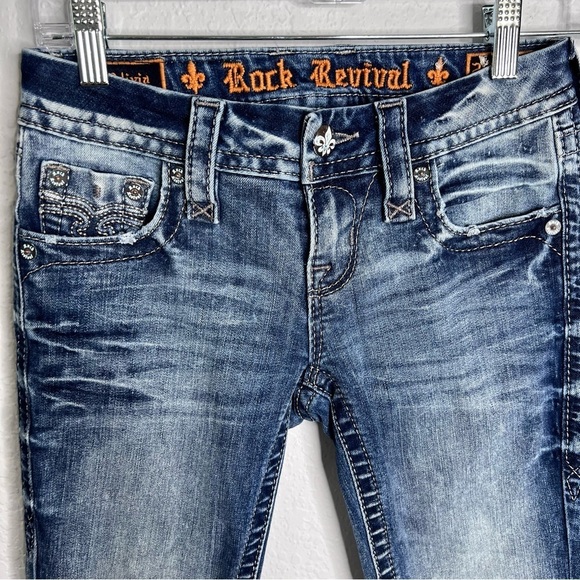 Rock Revival Jeans Women 24 Alivia Skinny Jean Embroidered Pocket B27 - Picture 2 of 10